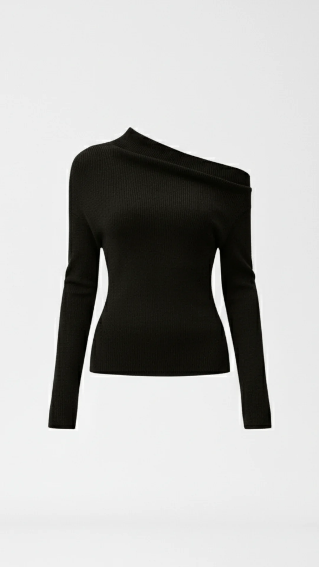 Ribbed Asymmetric Long Sleeve