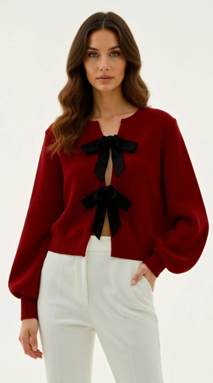 Bow-Tie Knit Cardigan