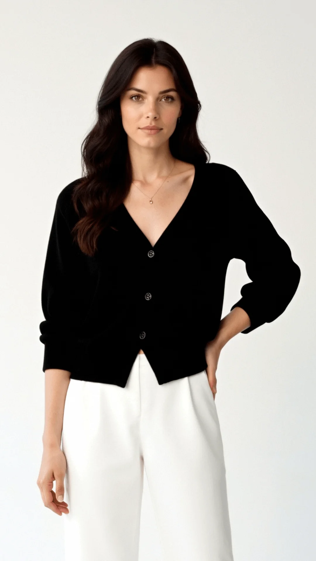 V-Neck Button-Up Cardigan