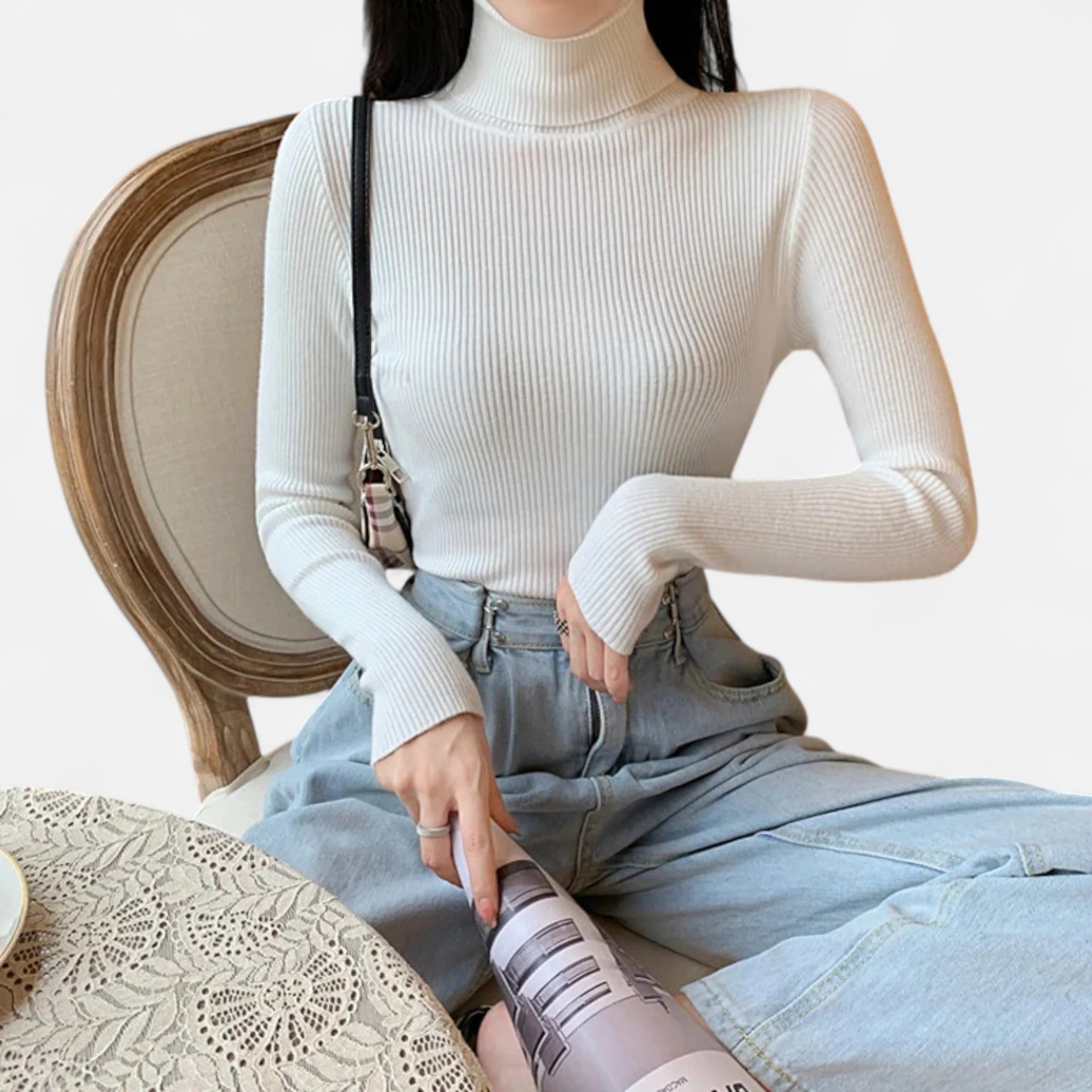 Ribbed Mock Neck Top