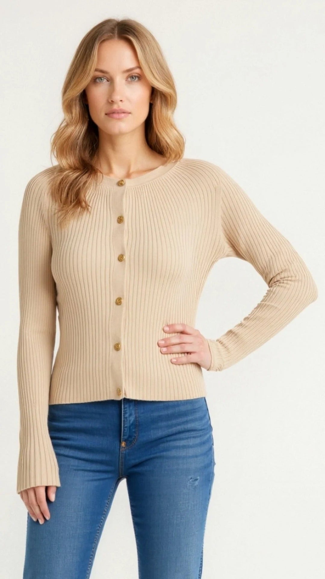 Slim Fit Ribbed Cardigan
