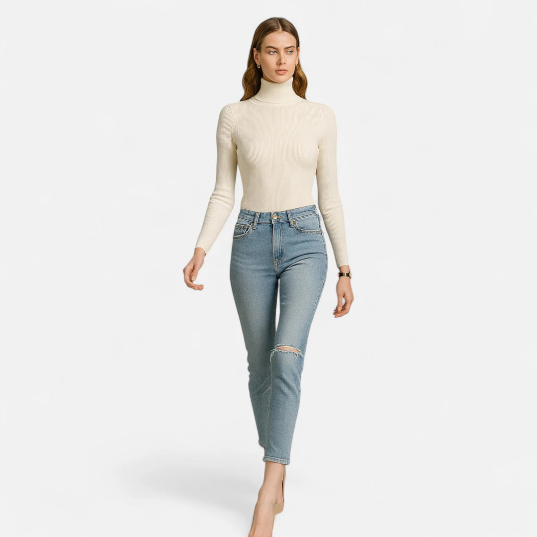Ribbed Mock Neck Top