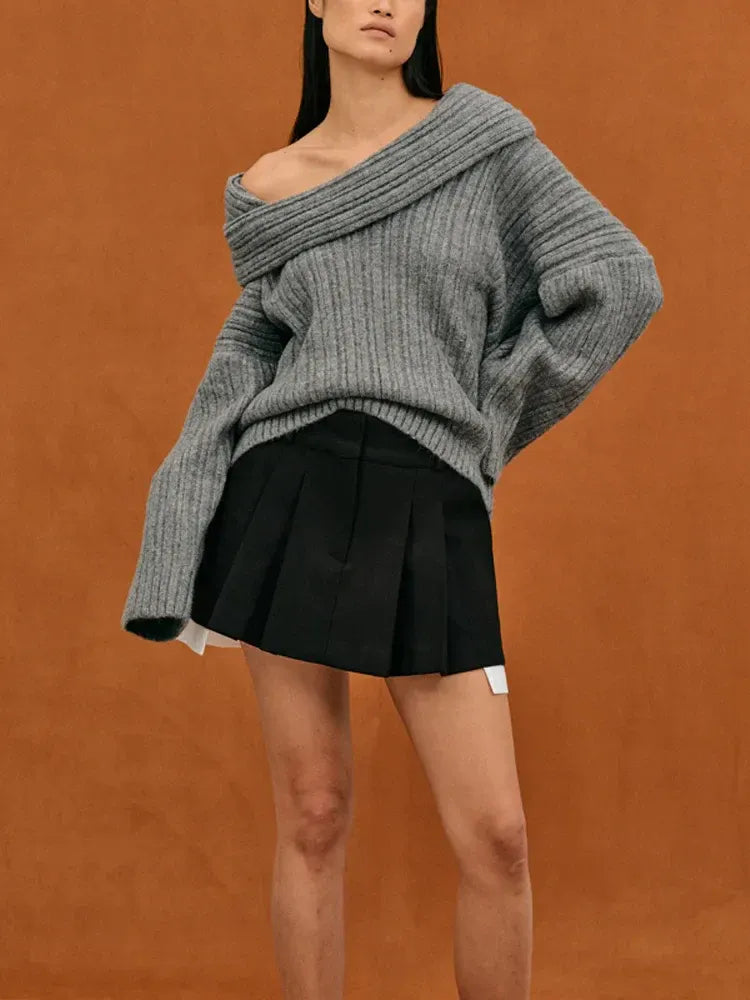 Off-Shoulder Ribbed Sweater