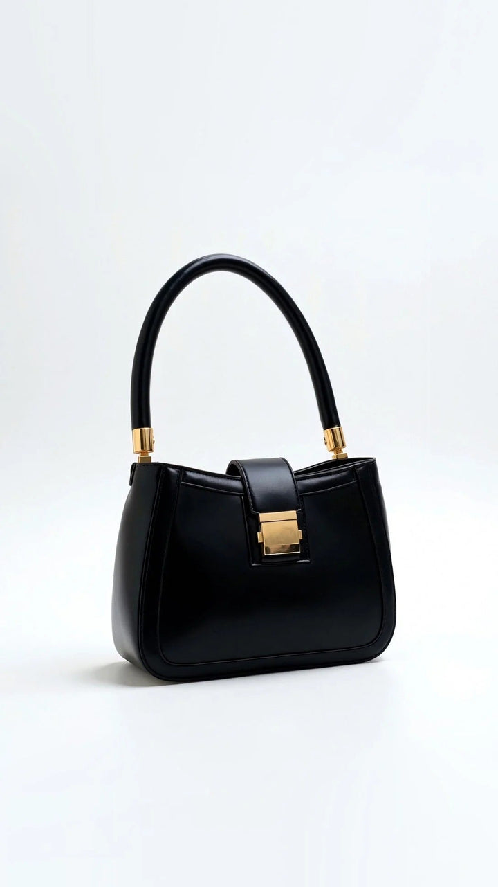 Women’s Idalia Structured Shoulder Bag - Elegant Gold-Tone Lock Detail
