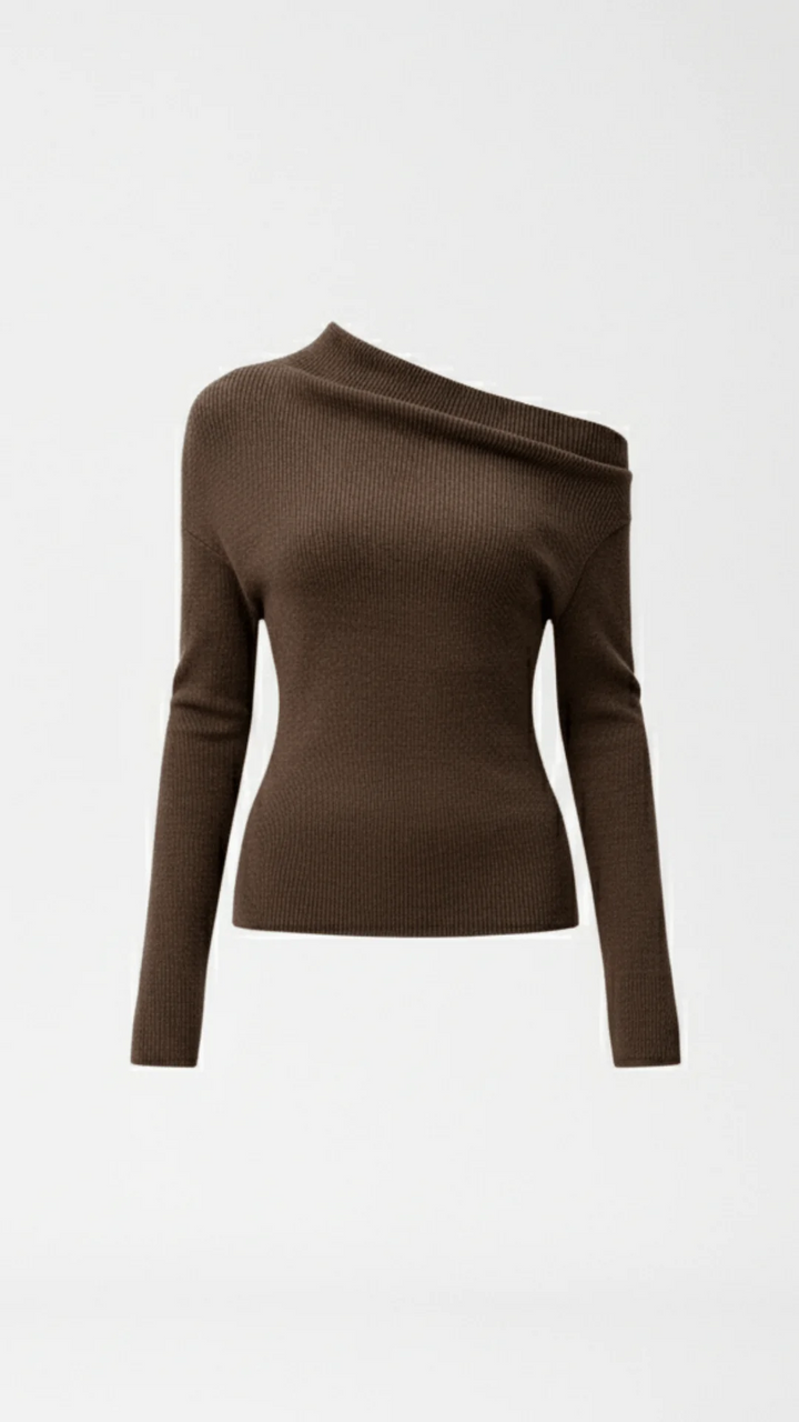 Ribbed Asymmetric Long Sleeve