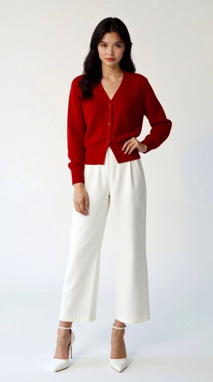 V-Neck Button-Up Cardigan