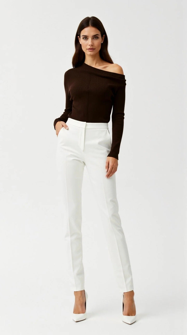 Ribbed Asymmetric Long Sleeve