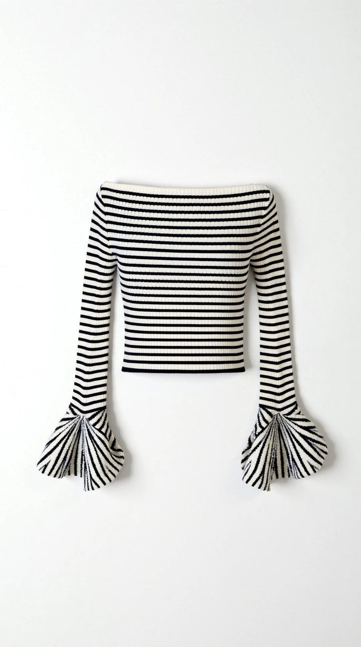 Elara Striped Flounce Top