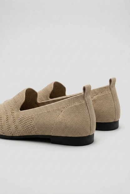 Women’s Beige Breathable Knit Slip-On Trainers