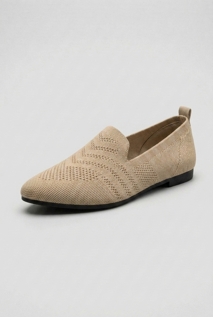 Women’s Beige Breathable Knit Slip-On Trainers