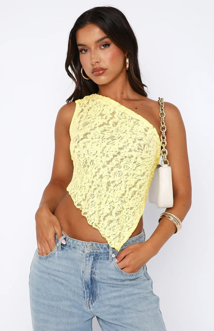 One-Shoulder Lace Tie-Back