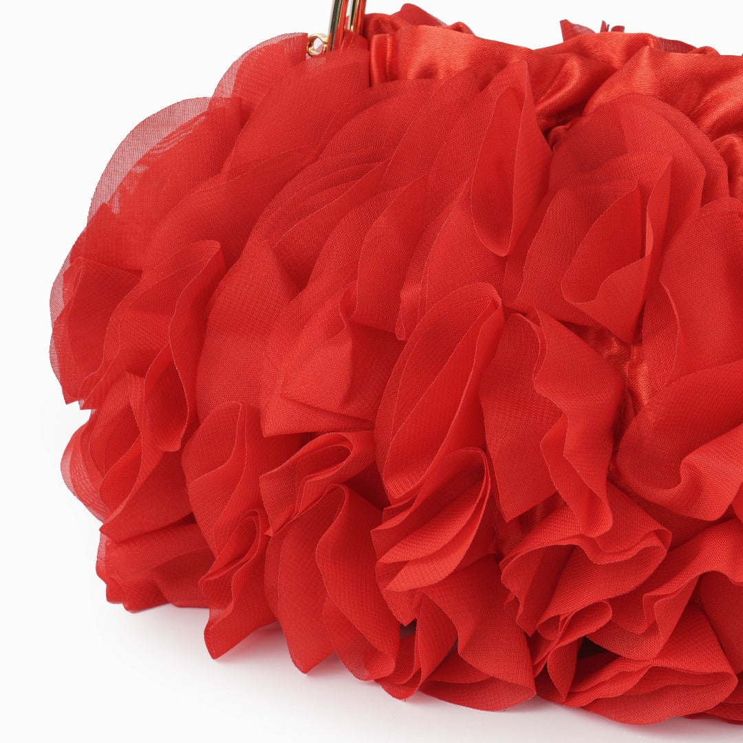 Marilyn - Ruched Ruffle Evening Clutch Bag