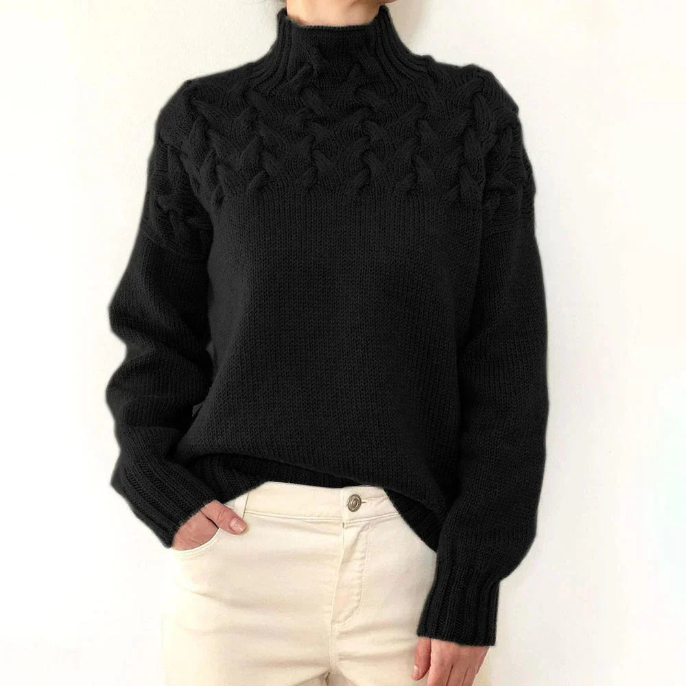 Elowen – Textured High-Neck Autumn Knit
